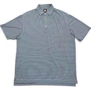 FootJoy Blue Striped Performance Golf Polo Shirt Quick Dry Size XL Foot Joy